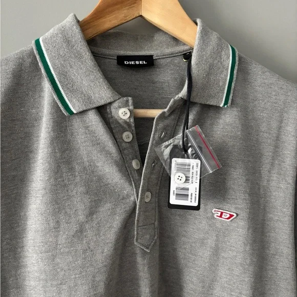 NWT Diesel T-Randy Cotton Piquet Gray Polo Shirt - Picture 3 of 7